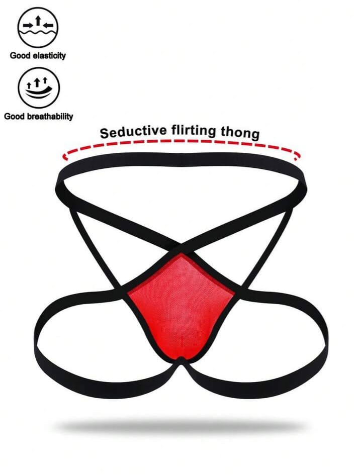 Men's Vibrant Red Mesh Backless Sexy Underwear